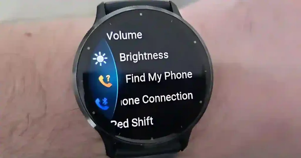 Garmin watch displaying Find My Phone icon in the Controls Menu