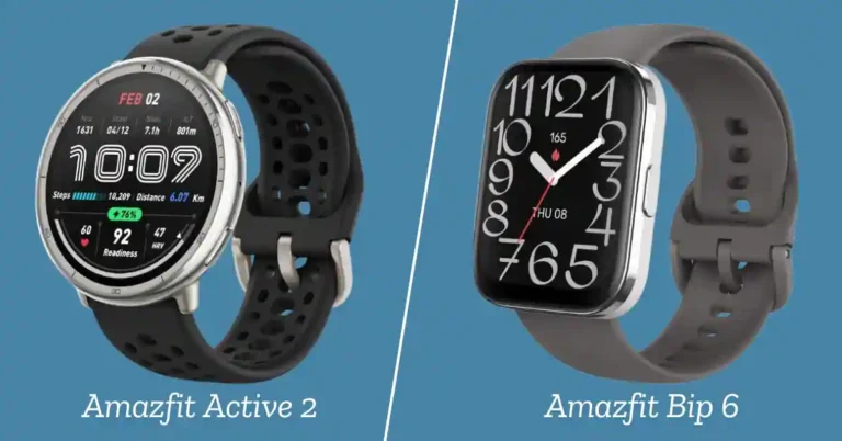 Amazfit Bip 6 vs Amazfit Active 2 | Raw Features or Refined Experience? Side-by-side comparison of Amazfit Bip 6 vs Active 2 smartwatches in 2025 showing design and screen differences