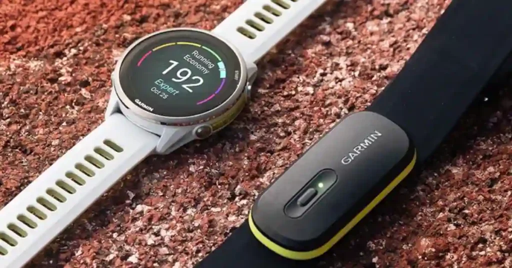 Garmin Forerunner 970: 10 Must-Know Features Before You Buy 3 Garmin Forerunner 970 paired with HRP-600 and HRM-Pro Plus chest strap showing advanced running metrics like running power and ground contact time