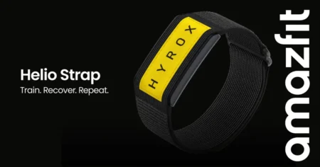 The Amazfit Helio Strap HYROX Edition – a sleek, screenless fitness band with an embedded hidden display.