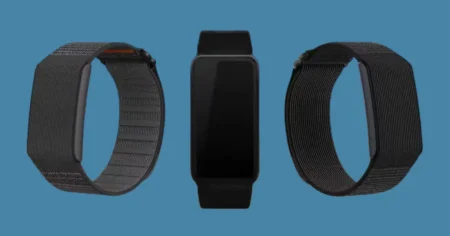 Amazfit Helio Strap Leak: First Images Reveal Hidden Display & Sleek Design Leaked image of the Amazfit Helio Strap showing minimalist fabric design and hidden OLED display.