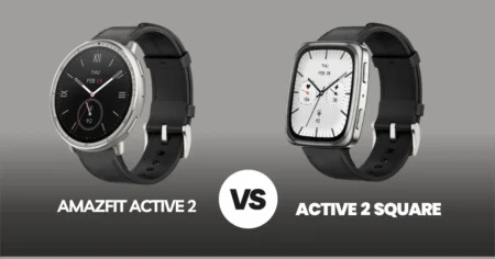 Amazfit Active 2 vs Square: Which Should You Buy in 2025? Amazfit Active 2 Round (left) and Active 2 Square (right) smartwatches side-by-side, showcasing their distinct circular and rectangular display shapes for 2025.