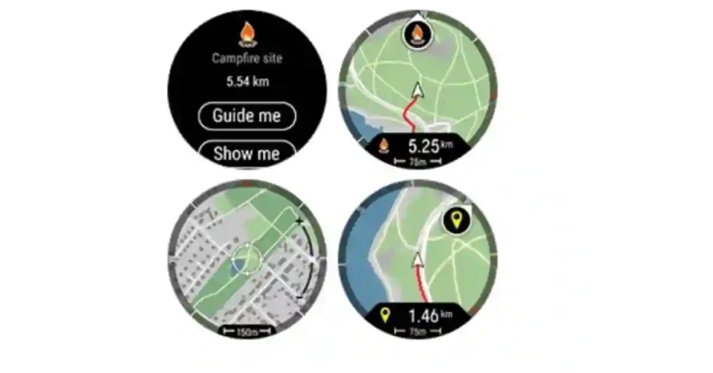 Polar Vantage M3 Firmware Update 4.1.1 – Gets POI, Find My Phone & Training Upgrades 1 Map display on Polar Vantage M3 showing Points of Interest navigation and custom waypoints with firmware update 4.1.1