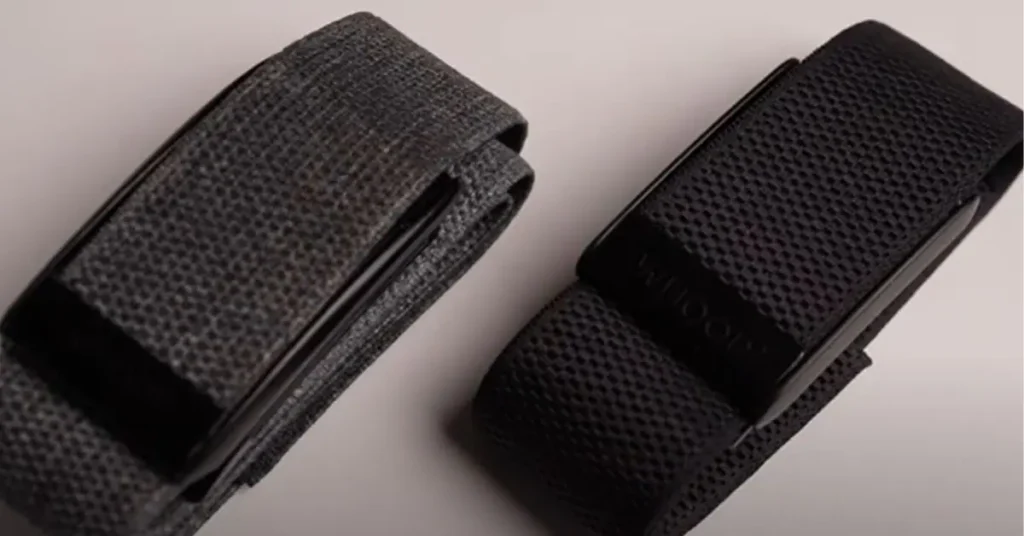 Close-up of the Polar screenless band on an arm, emphasizing its discreet and comfortable fit as a Whoop alternative.