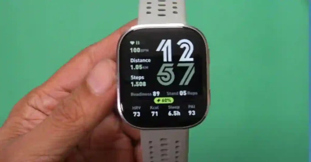 Amazfit Bip 6 smartwatch with AMOLED display on a table next to fitness gear – 7-day real-world review