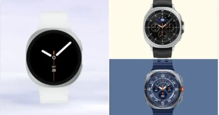 Leaked render of the upcoming Samsung Galaxy Watch 8, Galaxy Watch 8 Classic, and Galaxy Watch Ultra 2 showing new 'squircle' design.