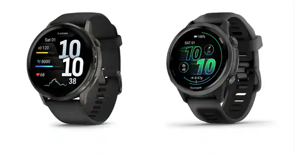 Garmin Venu 4 and Forerunner 570 smartwatches comparison highlighting lifestyle features, training metrics, and AMOLED displays for athletes and everyday users.