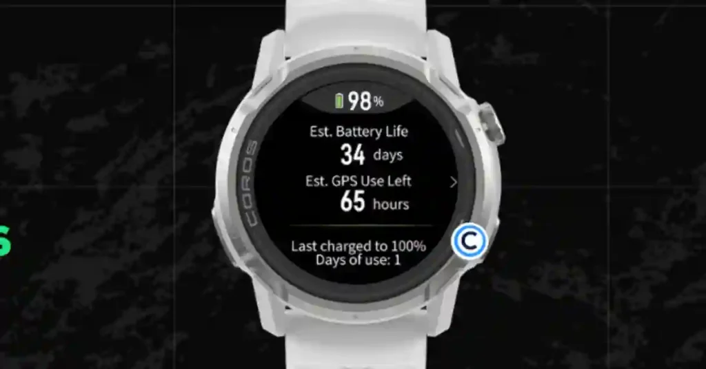COROS APEX 4: Offline Maps, Voice Features & Epic Battery Life 4 COROS APEX 4 battery life chart showing 65 hours in Endurance mode and 24 days smartwatch use