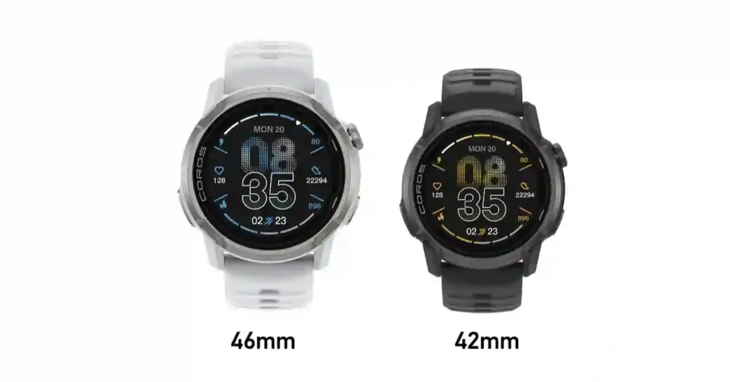 COROS APEX 4: Offline Maps, Voice Features & Epic Battery Life 1 Two COROS APEX 4 watches showing titanium bezel and sapphire-glass display in 42mm and 46mm sizes
