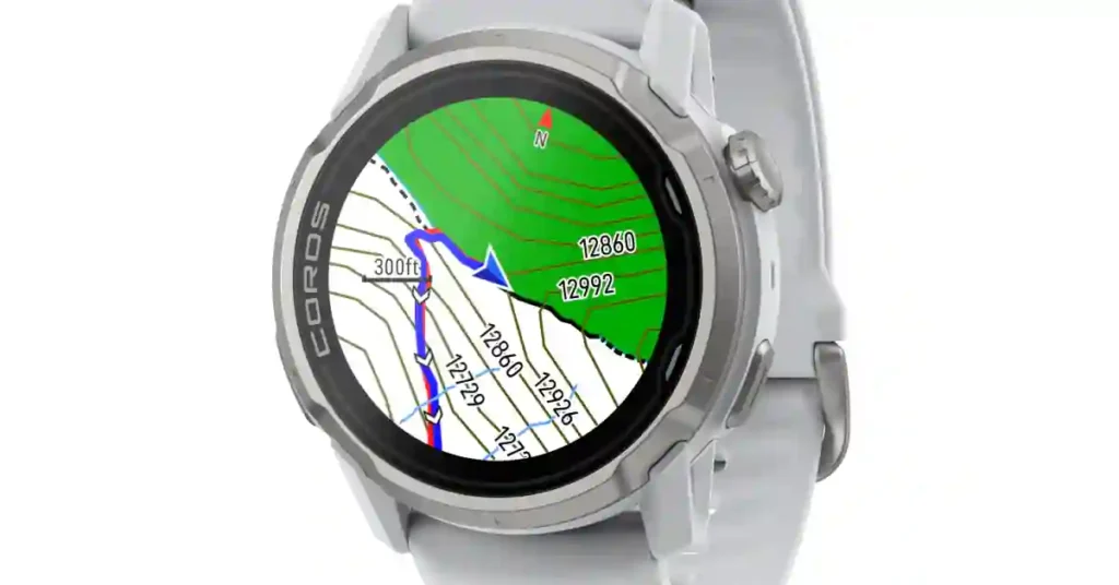 COROS APEX 4: Offline Maps, Voice Features & Epic Battery Life 3 COROS APEX 4 GPS watch displaying offline maps with street names, trails, and waypoints