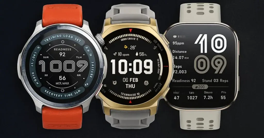 Amazfit 2025 Black Friday sale banner featuring smartwatches and the Helio Ring with discounts up to 45% off on Amazon and the official Amazfit store.