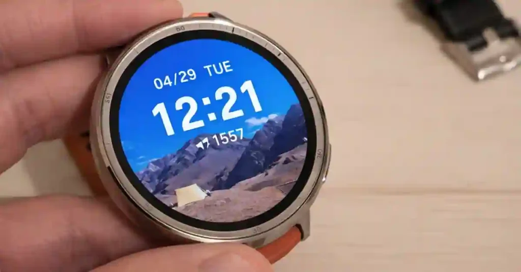 Amazfit Active 2 fitness watch worn during outdoor run, AMOLED display visible in bright sunlight