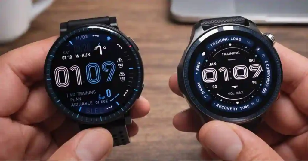 Amazfit Active Max and Balance 2 displays outdoors comparing brightness and visibility