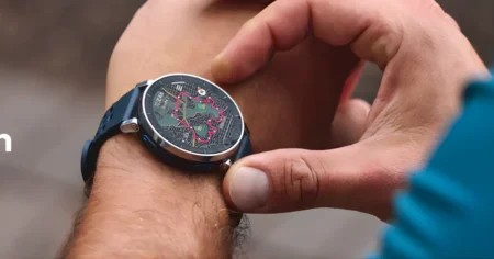 Amazfit Active 3 Premium smartwatch with 1.32-inch AMOLED display, sapphire crystal, and stainless steel frame