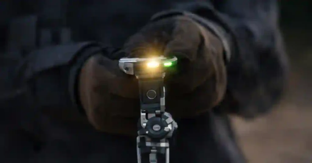 Amazfit T-Rex Ultra 2: Technical Specs and Hardware Analysis 2 Close-up of Amazfit T-Rex Ultra 2 green LED flashlight mode for night vision preservation.