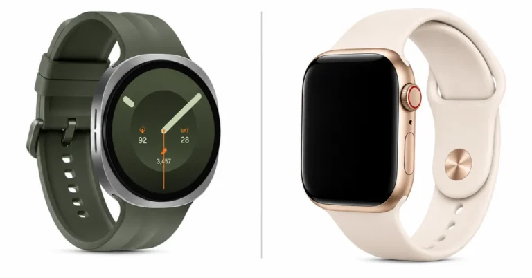 Samsung Galaxy Watch 9 and Apple Watch Series 12 side by side comparison showing design, battery, and price differences
