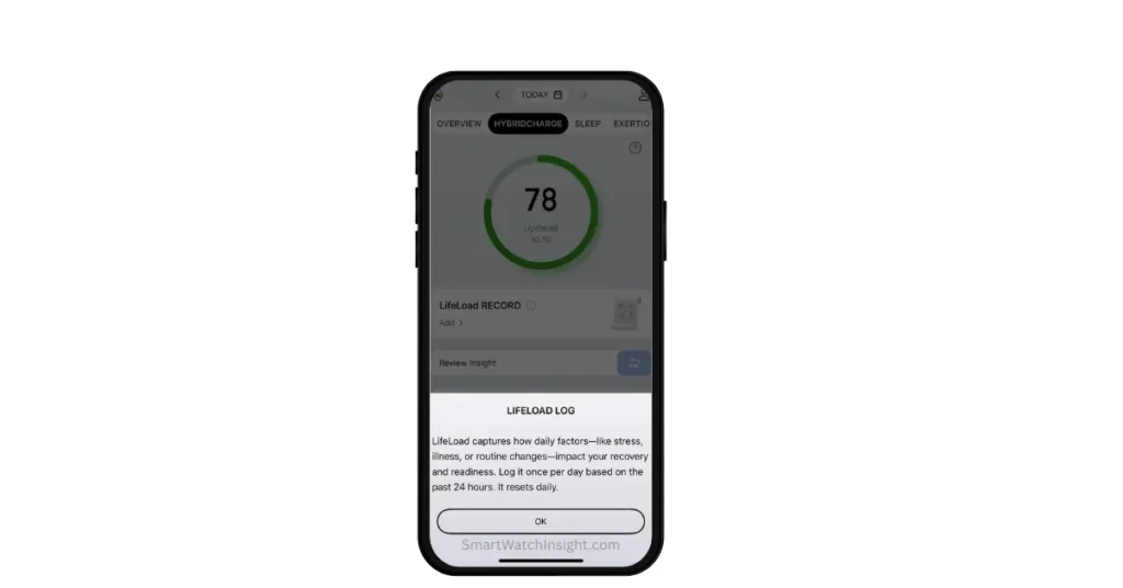 Zepp App HybridCharge Explained: What Is LifeLoad & How to Use It? 2 Zepp App LifeLoad Log explanatory popup detailing recovery and readiness tracking