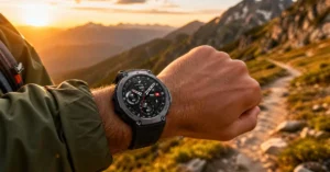 Amazfit T-Rex 3 Review (2026): Better Than Garmin Instinct 3 at Half the Price? Amazfit T-Rex 3 worn on wrist during mountain hiking trail at sunset — 6 week review