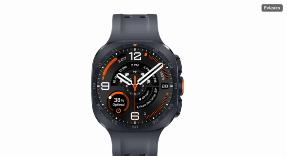 Samsung Galaxy Watch Ultra 2 back panel showing heart rate sensors, 47mm case size, and sapphire crystal protection
