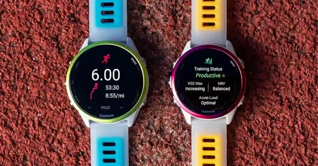Side-by-side design comparison of the Garmin Venu 4 and Garmin Forerunner 570.