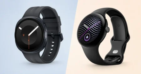 Google Pixel Watch 5 and Samsung Galaxy Watch 9 smartwatches shown side by side