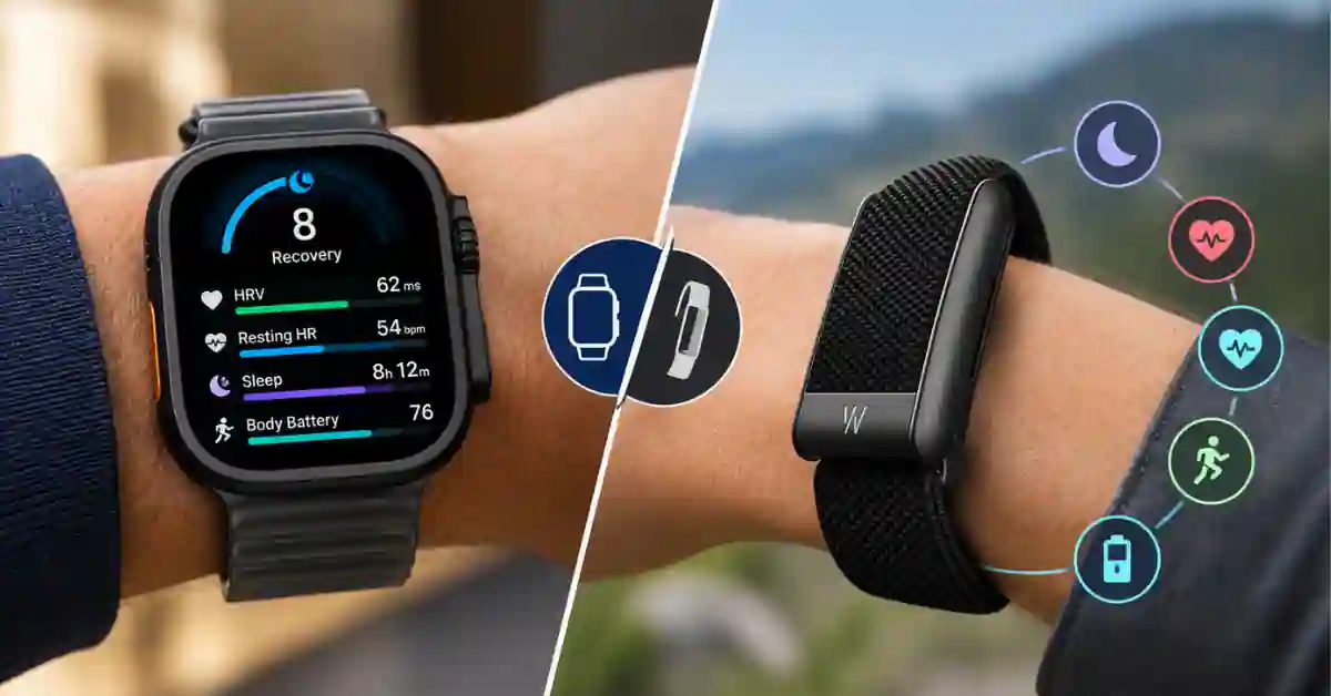 Apple Just Stole WHOOP's Best Tricks — Should You Switch? (2026) 2 WHOOP 5.0 screen-free band worn alongside Apple Watch